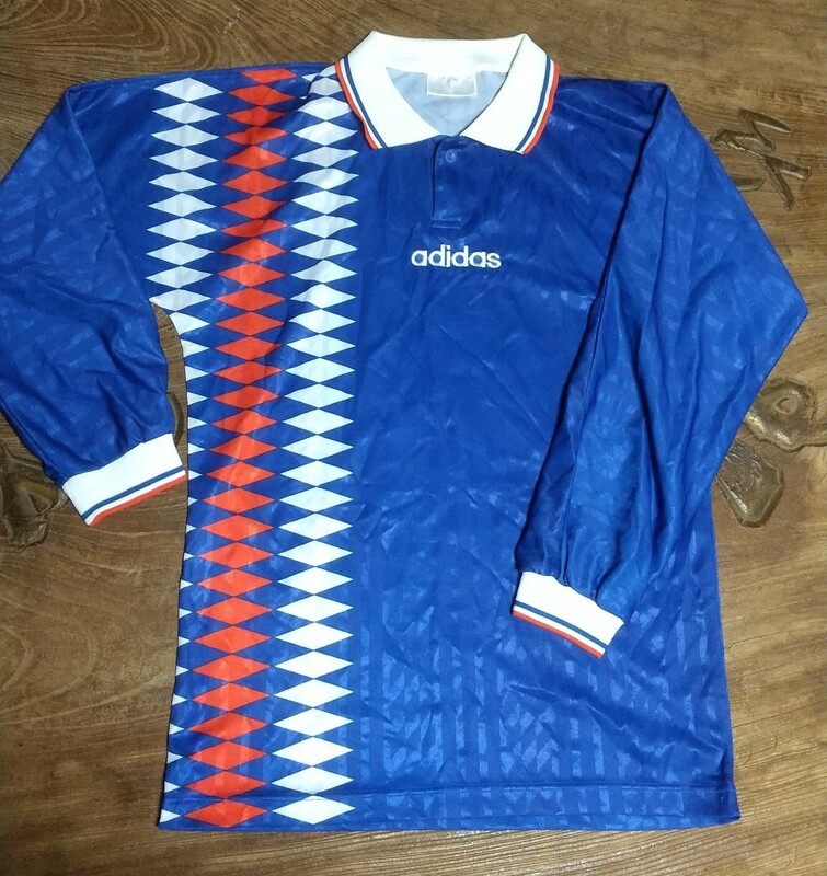 値下げ交渉 adidas 1994・1995年 フランス代表「型」 長袖 ゲームシャツ 検)FRANCE L/S WORLD CUP KING CANTONA トリコロール カントナ Y2K