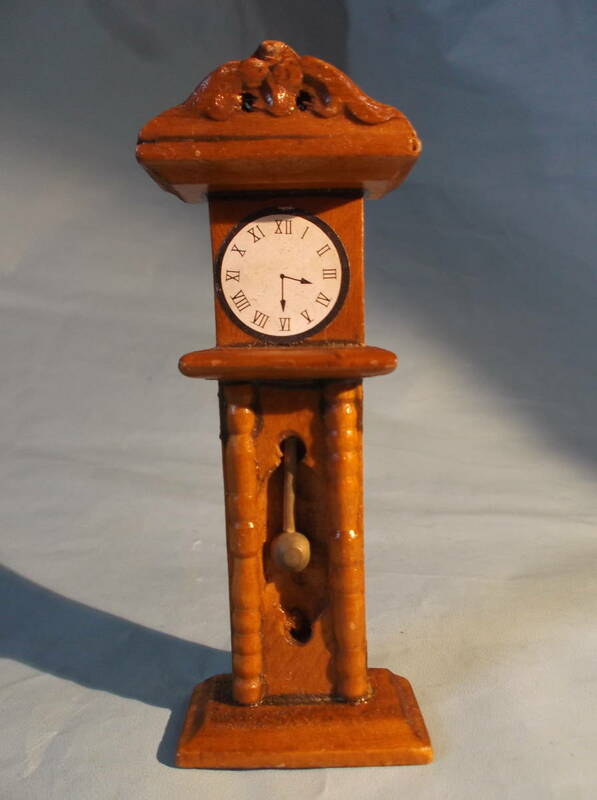 英国ビンテージ ミニチュア 木製 ホールクロック グランドファザー 時計 オブジェ 置物 雑貨 ドールハウス おもちゃ 玩具 アンティーク調 