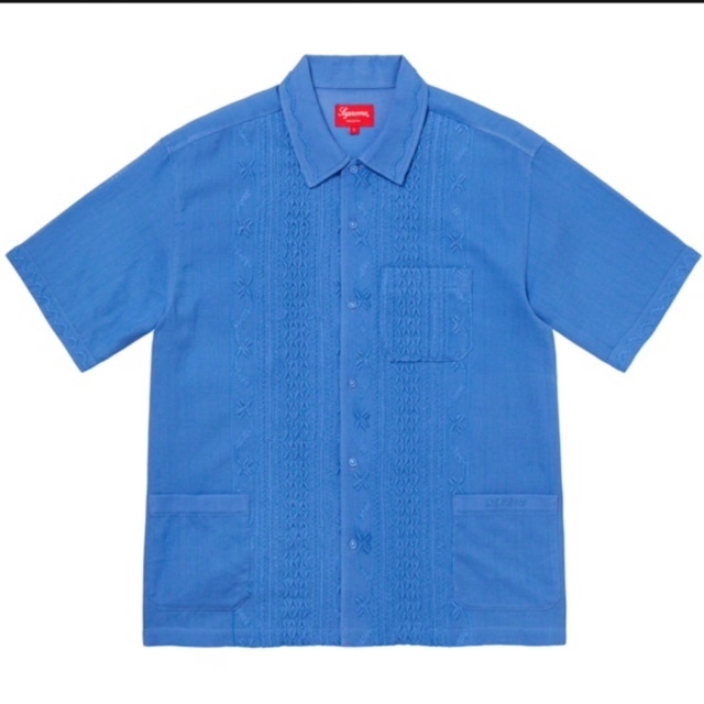 Supreme Embroidered S/S Shirt Light Blue Small 20SS 国内正規品 シュプリーム シャツ キューバシャツ 新品未使用