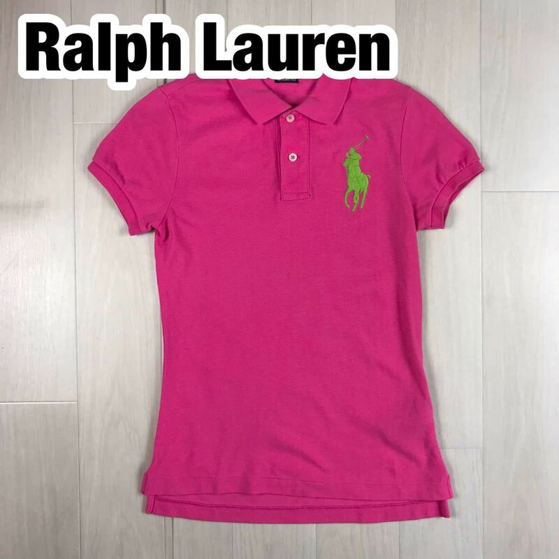 Ralph Lauren ラルフローレン 半袖 ポロシャツ S ピンク 刺繍ポニー ビッグポニー