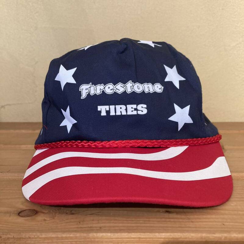 90's ヴィンテージ 古着 FIRESTONE TIRES ファイアストーン タイヤ 企業物 キャップ CAP 星条旗 アドバタイジング