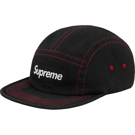 即決 supreme 18ss Contrast Stitch camp cap black