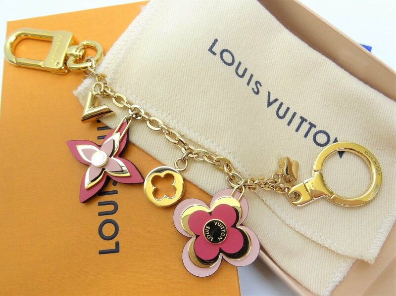 美品♪ ルイヴィトン ビジュー サック シェンヌ ブルーミング フラワー バッグチャーム ピンクxゴールド M67288 LOUIS VUITTON ☆P