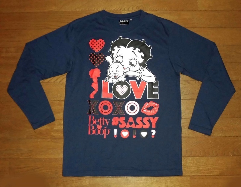 BETTY BOOP ベティ・ブープ ロンT 長袖 Tシャツ カットソー 正規品 NVY M 使用少 美品/ベティーちゃん アメコミ