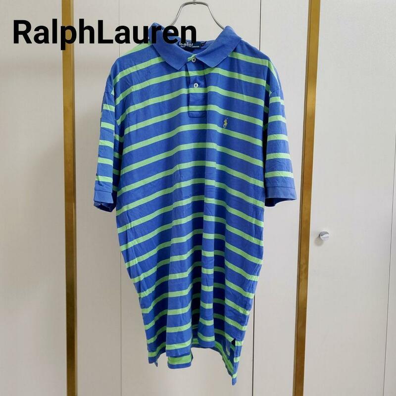 RalphLauren/ラルフローレン/XXLブルー×グリーン/ポロシャツ