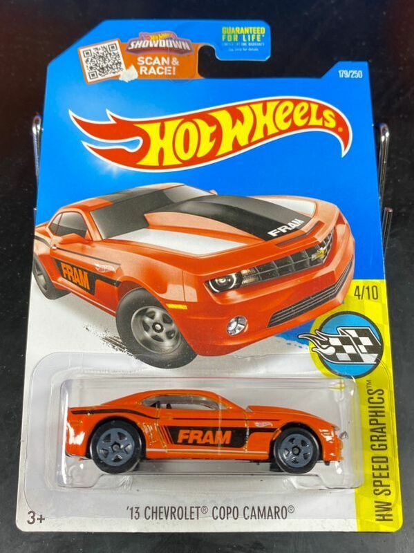 ホットウィール HOTWHEELS 13 CHEVROLET COPO CAMARO シボレー カマロ FRAM USカード 上部チップ