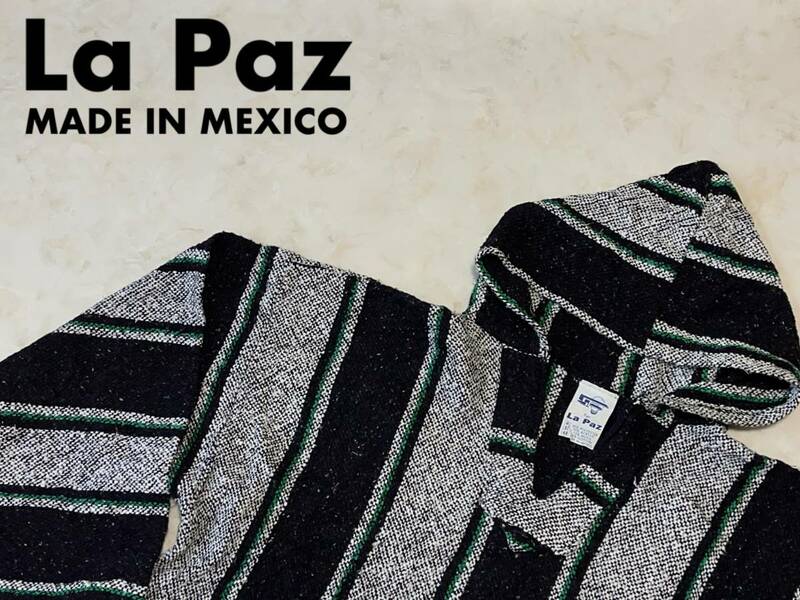 ☆送料無料☆ La Paz USA直輸入 古着 メキシコ製 メキシカンパーカー メンズ XL ブラック トップス 中古 即決