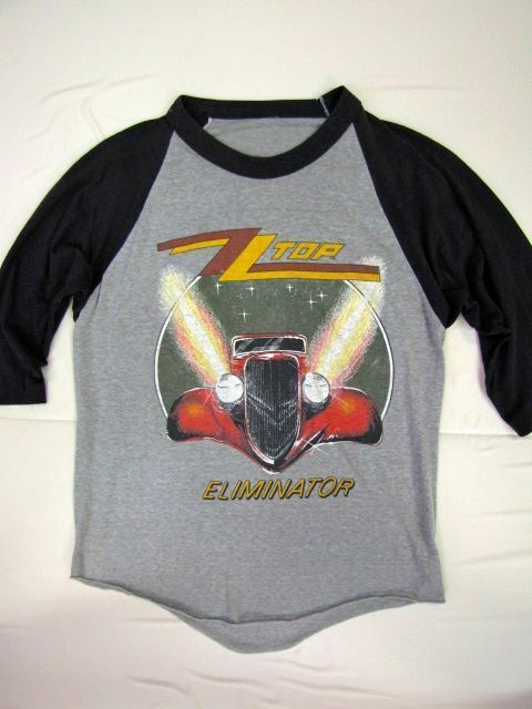 Ｎ4＊80’ｓビンテージ　ZZ TOP　88年ELIMINATOR　ツアーTシャツ　ベースボールTシャツ　M　黒/グレー