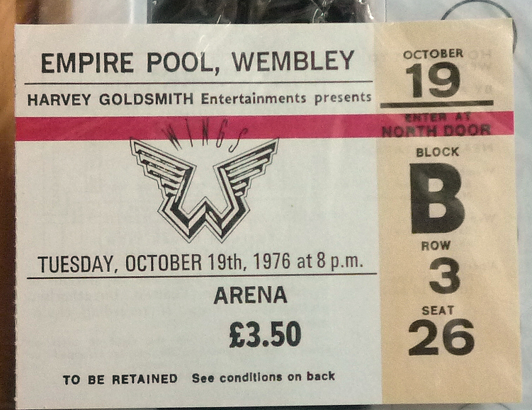 ●ウイングス EMPIRE 　POOL ・1976。レプリカチケットです。 昔の、Beatlesシネクラブの入会特典品。