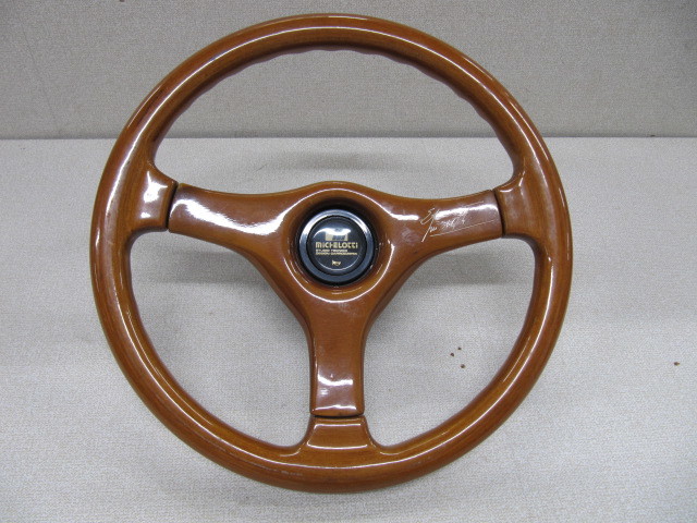 絶版数少ない！ michelotti 35Φ ウッド ステアリング ホーンボタン付 ミケロッティ 当時物 美品！