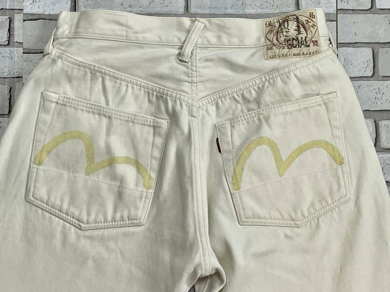 ＵＳＥＤ　エヴィス　EVISU　No.1 SPECIAL　LOT.2001　ホワイト　パンツ　サイズ３４