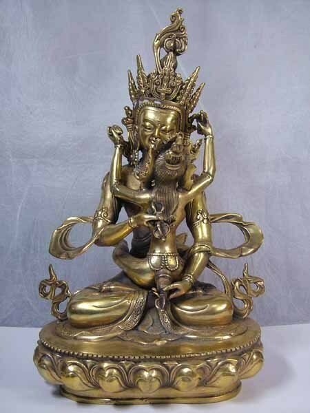 ●○■龍香堂■　チベット神　銅製仏像「父母仏像」即決○●