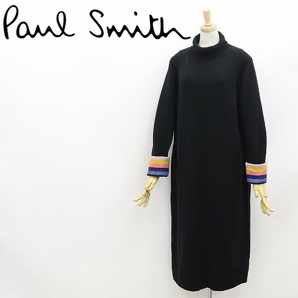 ◆Paul Smith ポール スミス タートルネック ウール ニット ロング ワンピース 黒 ブラック M