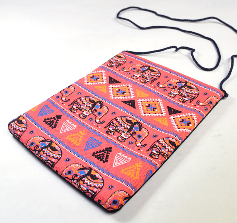【送料無料】タイ製象さんポシェット ピンク系統 アジアン エスニック BAG23315-1