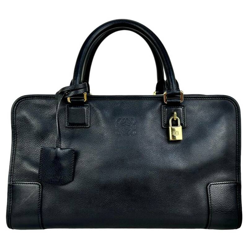 ☆美品☆ LOEWE AMAZONA36 ロエベ アマソナ36 ハンドバッグ オールレザー 最高級品 ブラック 黒 ゴールド 金 レディース ミニボストン 旅行