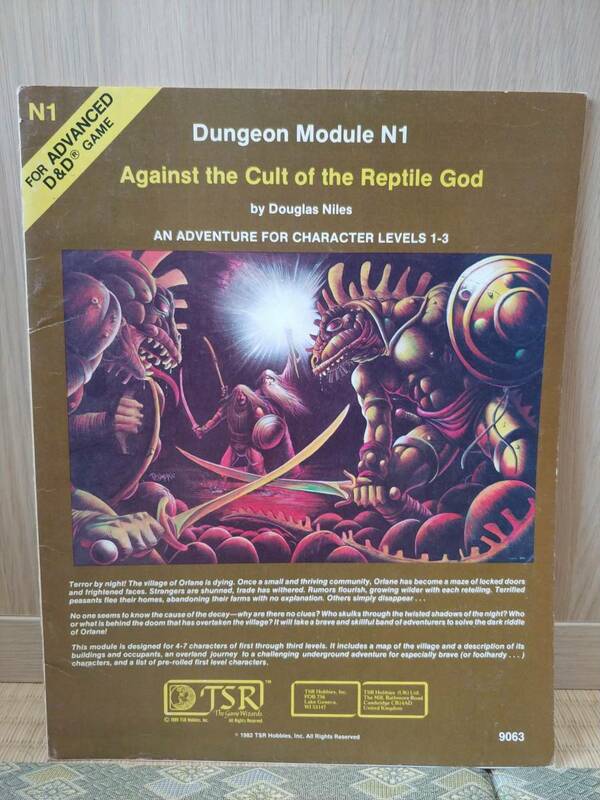 海外版 1982年 Dungeons & Dragons / Against The Cult of The Reptile God - Dungeon Module N1 激レア