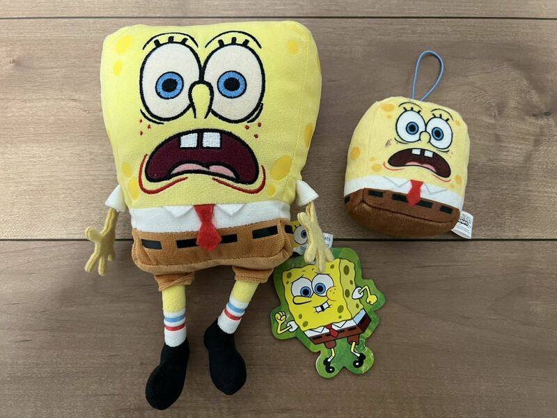 ☆ 送料無料 ☆ 未使用品 即決 sponge bob スポンジボブ 21cmぬいぐるみ + オマケ 2個セット ☆