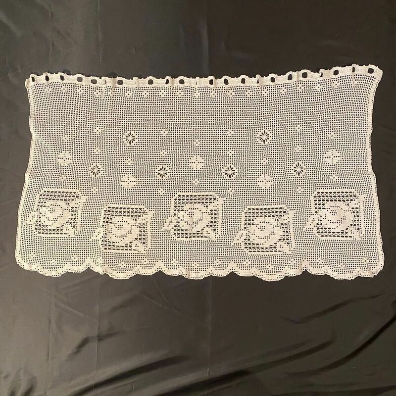 手作りレースカーテン(レース02手刺繍 )　handmade lace curtain ハンドメイド かぎ針編み 