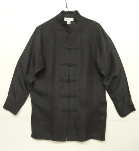 ヴィンテージ CRISTINA シルク100% 長袖 チャイナシャツ ブラック VINTAGE 90年代