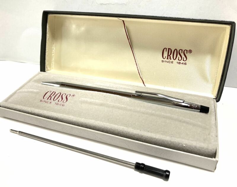 【超美品】CROSS クロス クラシックセンチュリー ボールペン クロム 3502 互換リフィル付