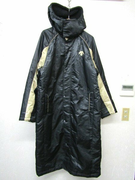 S2957：DESCENTE デサント コート/黒/JP O ベンチコート ウィンドブレーカー ジャンパー ジャケット 中綿コート