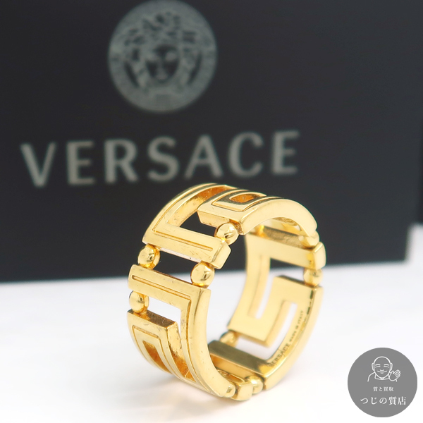 VERSACE グレカリング DG57594 19号 ゴールドトーン GP 指輪 箱タグ付 質屋