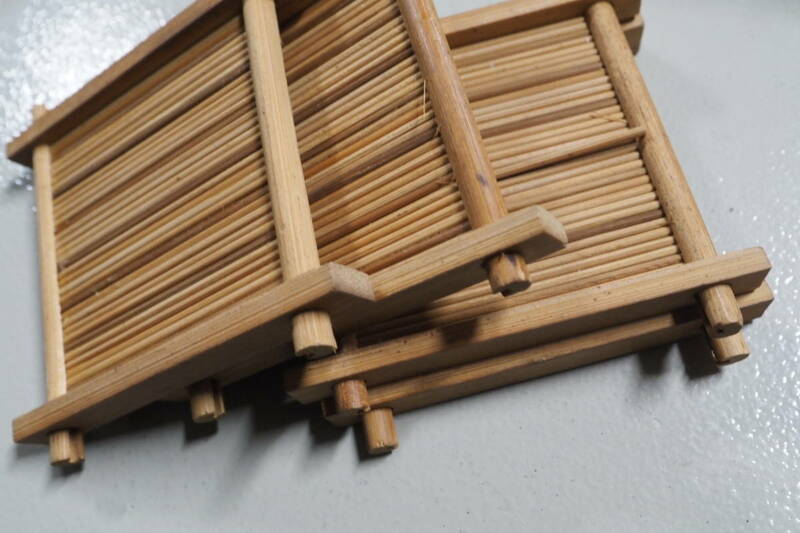 竹編みの皿、竹編みのコースター、珍品、竹、皿