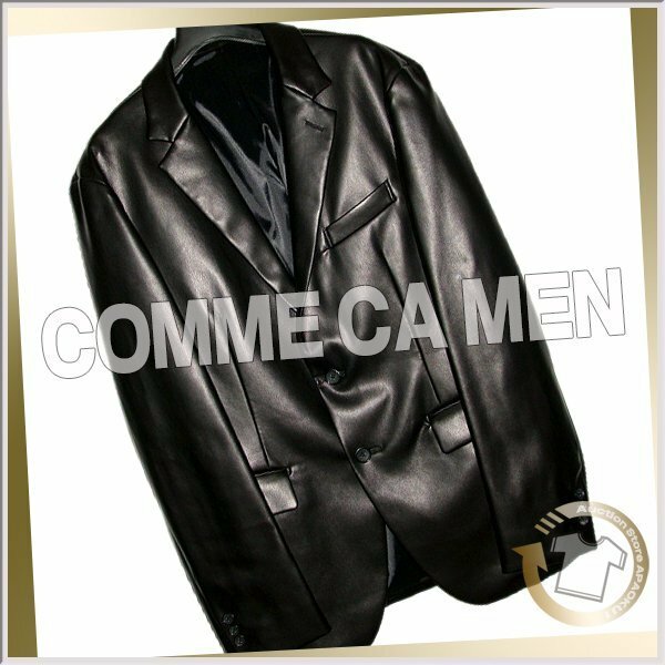 80■コムサメン COMME CA MEN エコレザーテーラードジャケット ブラック Mサイズ 未使用 SK4_230221_6