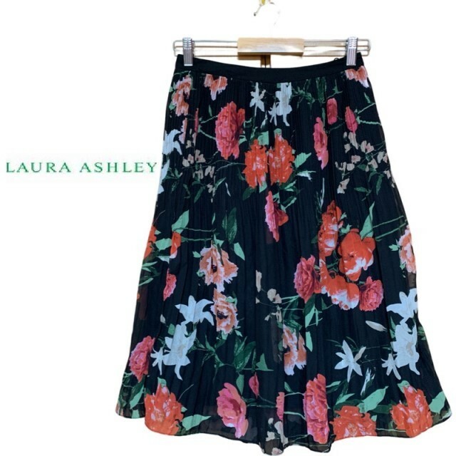 LAURA ASHLEY【ローラアシュレイ】ギャザープリーツ加工 花柄 スカート ７号（UK8 EUR34 USA4）