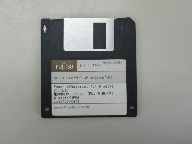 フロッピーディスク FUJITSU Microsoft Windows95 Power MANagement for Windows 電源制御エージェント　富士通　FMV-BIBLO　2HD　ソフト