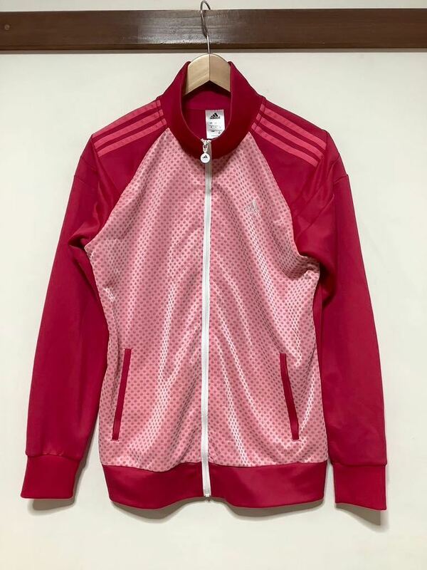 か1105 adidas アディダス トラックジャケット ジャージジャケット OT レディース ピンク系 ロゴ刺繍 climalite