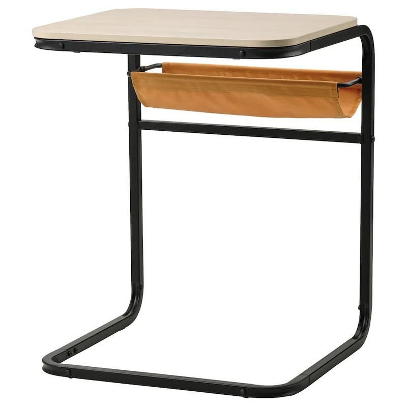 IKEA サイドテーブル, コーヒーテーブル, OLSEROD オルセロード チャコール/バーチ調 ダークイエロー, 53x50 cm 送料750円!