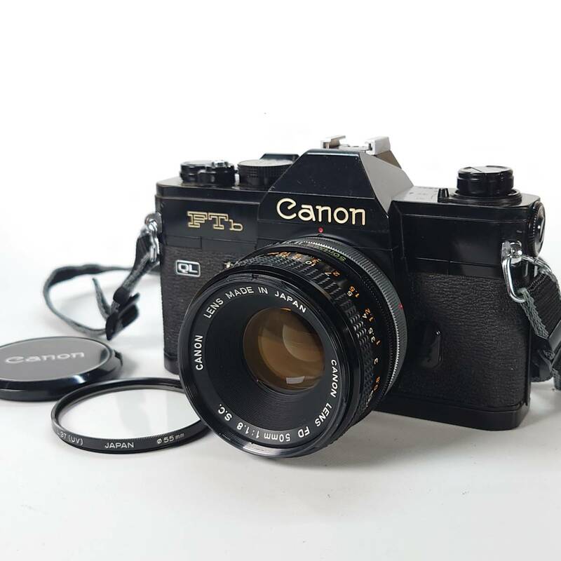 露出計動作品 Canon FTb QL ブラック 35mm フィルム一眼レフカメラ FD 50mm F1.8 S.C. 標準 単焦点 レンズ キヤノン 現状品