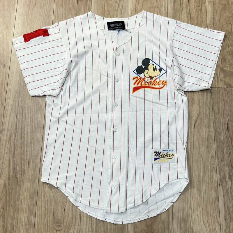 【激レア】80-90s ビンテージ Disney ディズニー 半袖 ベースボールシャツ Tシャツ メンズ ヴィンテージ ミッキーマウス USA製 米国 R-4165