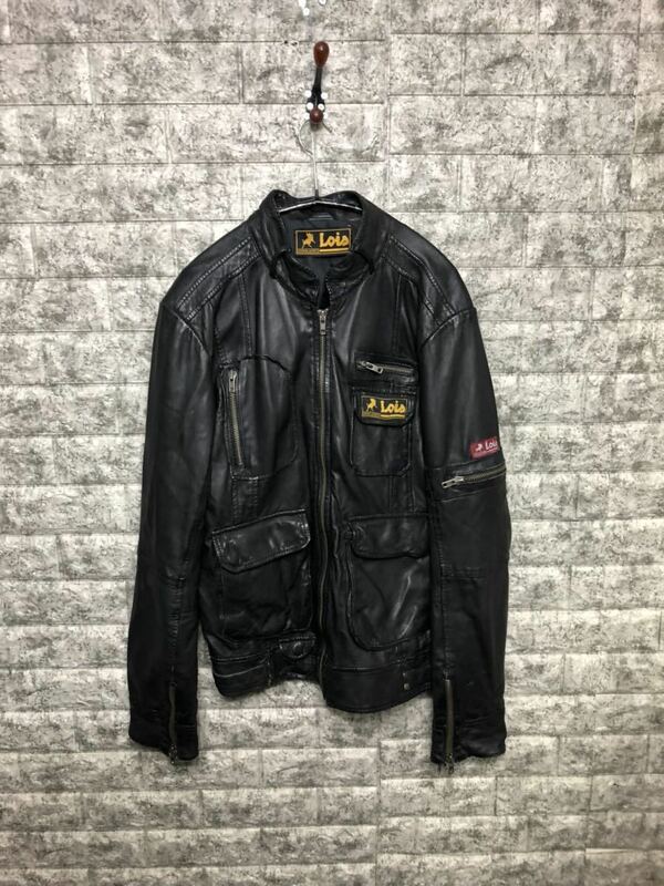 Lois レザージャケット シングルライダース Leathers ライダース レザー ジャケット高品質 シングル 革ジャン メンズ Mサイズ相当