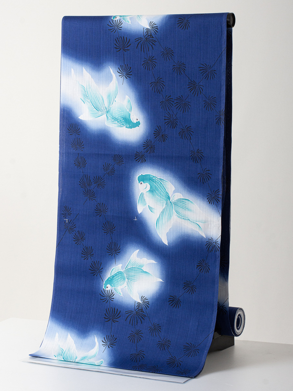 【浴衣反物】NO.5-17 安心の日本製 新品【桜七軒】紺色 変わり織り 送料込！
