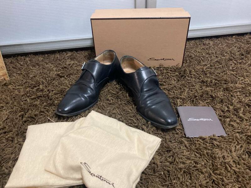 サントーニ Santoni レザーシューズ/モンクストラップ ブラック　ビジネスシューズ　革靴