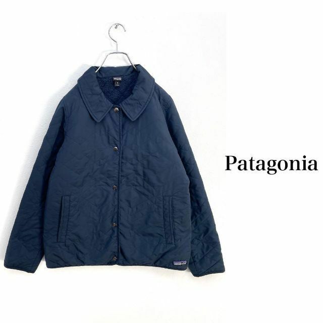 【大人気】パタゴニア スナップボタン 裏ボア キルティングジャケット 紺 レディース　XSサイズ　Patagonia