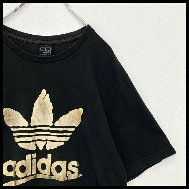 【大人気】アディダス オリジナルス ビッグロゴ 前プリント ゴールド 半袖　Tシャツ XOサイズ　adidas