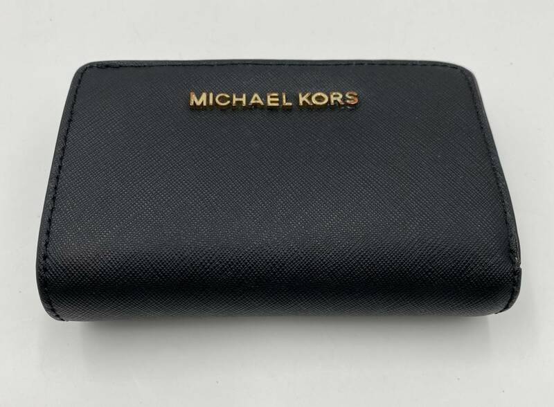 N719 【MAICHAEL KORS/マイケルコース】 折財布 ブラック 黒 二つ折り財布 小銭入れ 札入れ カードケース