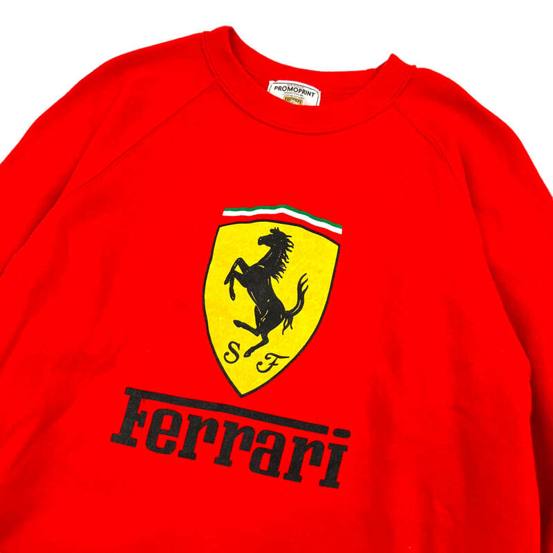 希少 80s 90s Ferrari フェラーリ◆イタリア製 PROMOPRINT ボディー ロゴプリント スウェット トレーナー ヴィンテージ 赤 レッド