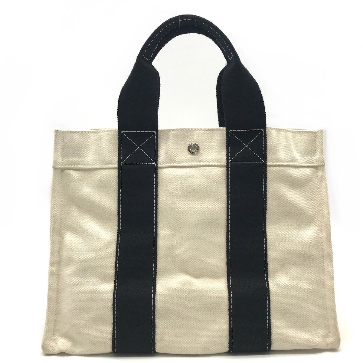 HERMES エルメス キャンバス ボラボラ ハンド バッグ 白 良品 M9633
