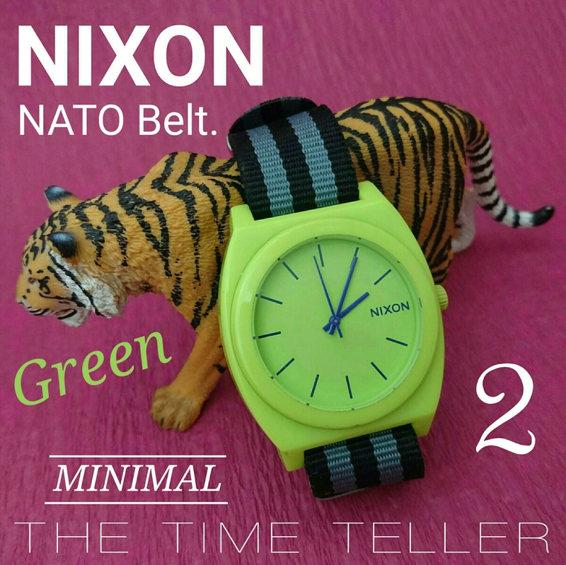 NIXON　ニクソン　タイムテラー　10気圧防水　グリーン　NATO　ベルト　中古　GW142