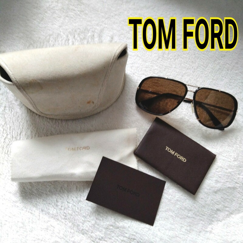 正規品 TOM FORD トムフォード ロゴ サングラス ブラウン 茶色 BROWN 付属品あり ケース付き ティアドロップ 眼鏡 めがね メガネ 木村拓哉