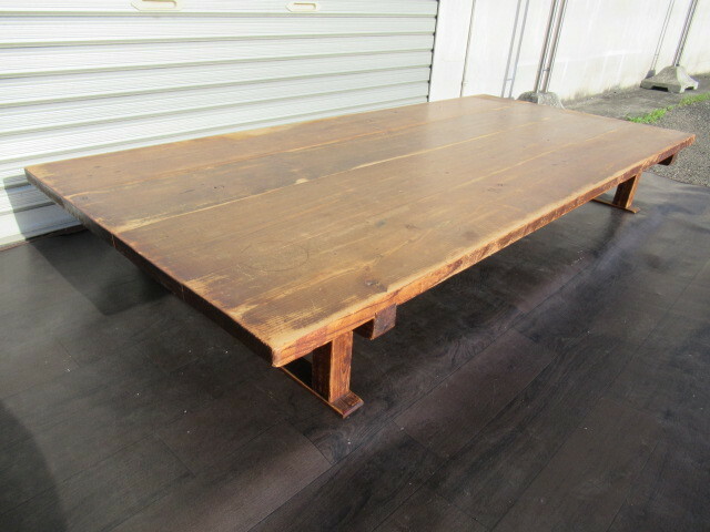 【愛知店舗】無垢 アンティーク 味わいのある座卓 作業テーブル 当時物 176×H24×D82 木製テーブル ローテーブル