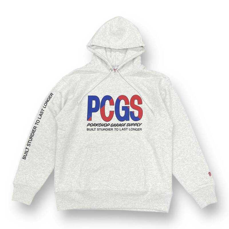 新品 ● PORKCHOP 23SS BIG PCGS HOODIE プリント スウェット パーカー ポークチョップ L グレー