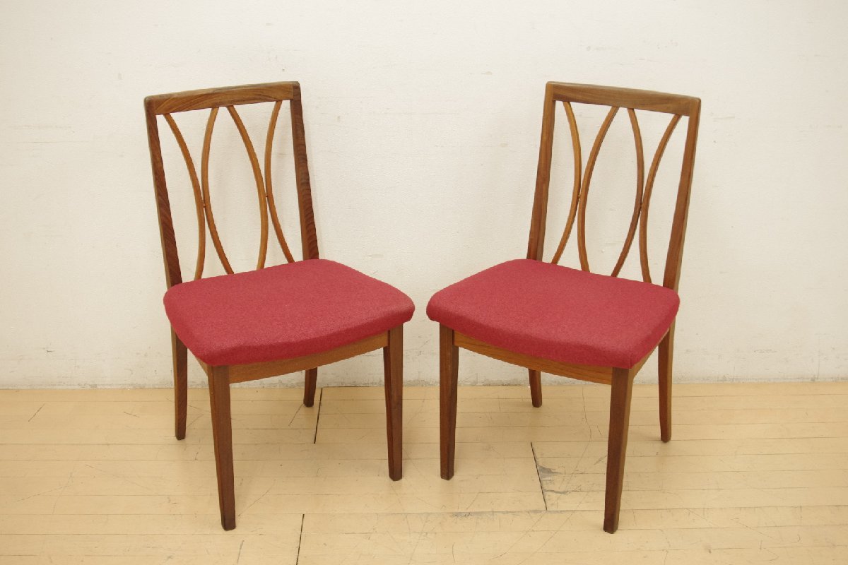 英国 ビンテージ G-PLAN ジープラン Fresco ダイニングチェア (A) エックスバック カーブバック クロスバック チーク材 ミッドセンチュリー