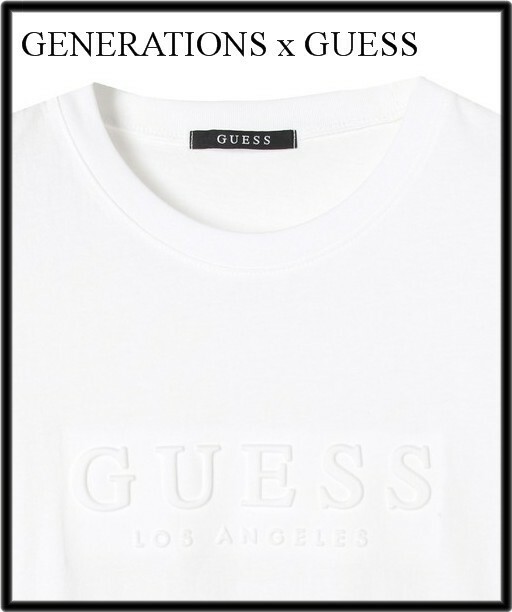 レディース S 白【GENERATIONS × GUESS EMBOSS LOGO S/S TEE ジェネレーションズ ゲス エンボス ロゴ Tシャツ ホワイト】