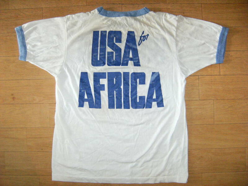 昭和レトロ USA製品 非売品★プロモーション 1985年★USA FOR AFRICA Tシャツ WE ARE THE WORLD HOT ROCK LANMAN MUSIC マイケルジャクソン