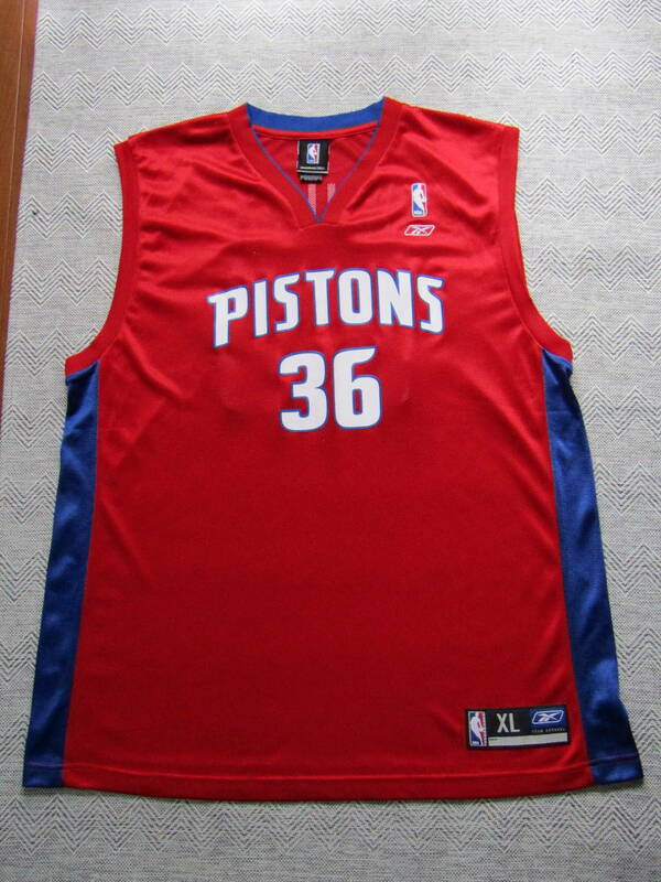 【美品】 NBA ラシード・ウォレス WALLACE ＃36 ★PISTONS デトロイト・ピストンズ reebok リーボック製 ユニフォーム バスケ シャツ XL